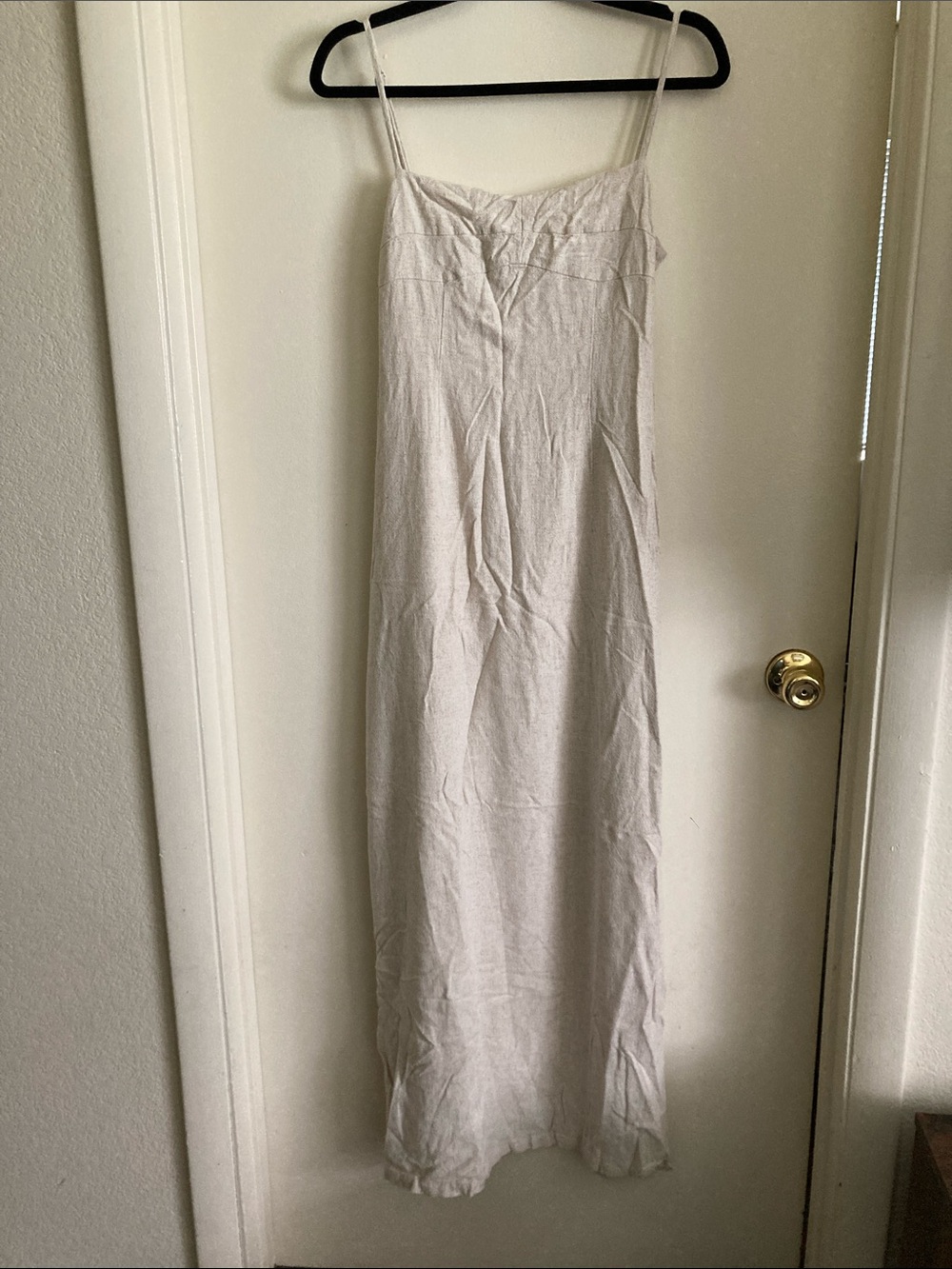 Cream Maxi Slip Skirt with Thin Spaghetti Straps